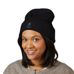 Load image into Gallery viewer, Embroidered North Star Cuffed Beanie — 'Guiding Star' Winter Knit Hat
