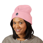 Load image into Gallery viewer, Embroidered North Star Cuffed Beanie — 'Guiding Star' Winter Knit Hat
