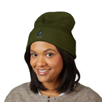 Load image into Gallery viewer, Embroidered North Star Cuffed Beanie — 'Guiding Star' Winter Knit Hat
