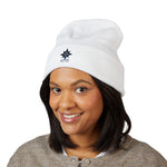 Load image into Gallery viewer, Embroidered North Star Cuffed Beanie — 'Guiding Star' Winter Knit Hat
